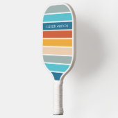 Moderne Retro Sunset Stripes gepersonaliseerd Pickleball Paddle (Links)