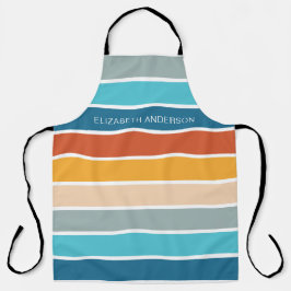 Moderne Retro Sunset Stripes gepersonaliseerd Schort