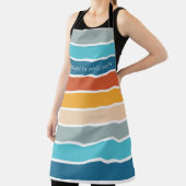 Moderne Retro Sunset Stripes gepersonaliseerd Schort (Insitu)