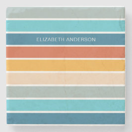 Moderne Retro Sunset Stripes gepersonaliseerd Stenen Onderzetter