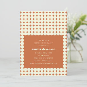 Moderne Retro Terracotta Stippen Graduation Party Kaart