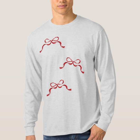 Moderne Retro Valentijnsdag RED Ribbon Bows T-shirt (Voorkant)