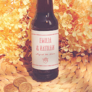 Moderne Retro Verliefde Handgetekende Cupido Trouw Bier Etiket