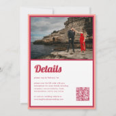 Moderne Retro Viva Magenta QR Code foto bruiloft Kaart (Achterkant)