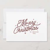 Moderne retro vrolijke kerst | Cherry Red Feestdagenkaart (Voorkant)