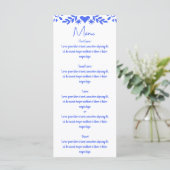 Moderne Retro Whimsical Blauwe Hand Getrokken Boog Menu (Staand voorkant)