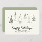 Moderne Retro Whimsical Kleine Boom Bos Familie Feestdagenkaart (Voorkant / Achterkant)
