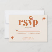 Moderne Retrocrème en Oranje RSVP-Kaart RSVP Kaartje (Voorkant)