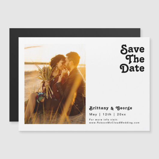 Moderne retroflectie horizontaal sparen de Datum Magnetische Uitnodiging (Voorkant / Achterkant)