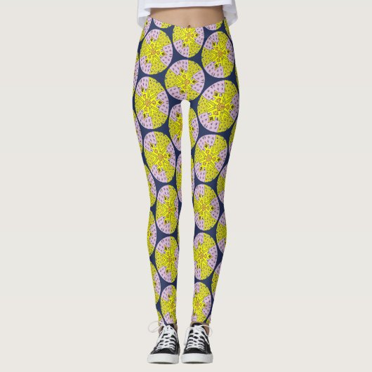 Moderne Retropatronen, cirkelpatroon Leggings (Voorkant)