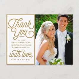 Moderne Retrostijl Dankjewel Trouwfoto Briefkaart