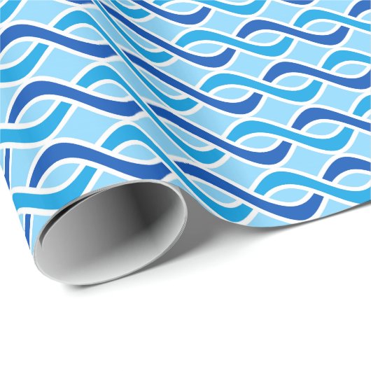 Moderne ribbons uit de middeleeuwen, kobalt & sky  cadeaupapier (Rol Hoek)