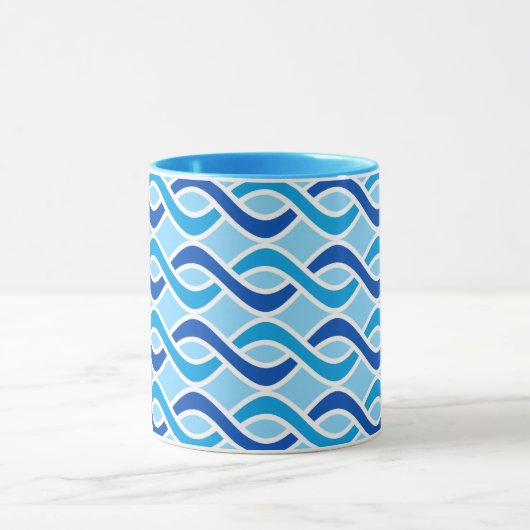 Moderne ribbons uit de middeleeuwen, kobalt & sky mok (Midden)