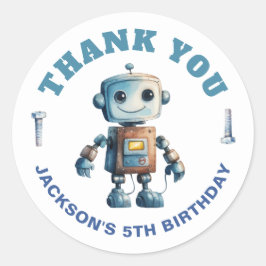 Moderne Robot Dank u Kinderen Verjaardag Ronde Sticker