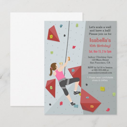 Moderne Rock Klimmen Verjaardag Party Uitnodiginge Kaart (Voorkant / Achterkant)