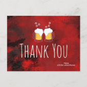 Moderne rode abstracte met bierpullen bedankt briefkaart (Voorkant)