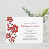 Moderne rode annemonbloem | repetitief diner kaart (Staand voorkant)