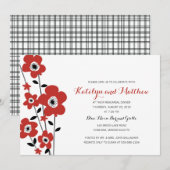 Moderne rode annemonbloem | repetitief diner kaart (Voorkant / Achterkant)