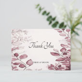 Moderne rode bladeren bedankje bedankkaart (Staand voorkant)