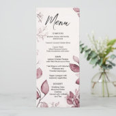 Moderne rode bladeren bruiloft menu (Staand voorkant)