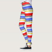 Moderne rode blauwe witte strepen leggings (Links)