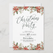 Moderne Rode Bloemen Kerstfeest Uitnodiging (Voorkant)