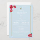 Moderne rode bloemen uitnodiging (Sikh Ek Onkar) (Voorkant / Achterkant)