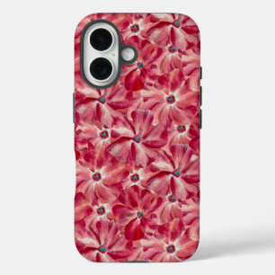 Moderne Rode Bloemen Waterverf Bloemenpatroon iPhone 16 Hoesje