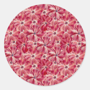 Moderne Rode Bloemen Waterverf Bloemenpatroon Ronde Sticker