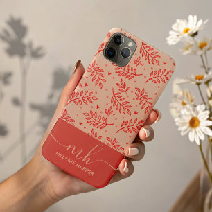 Moderne rode botanische waterverf monogram iPhone 11 pro max hoesje