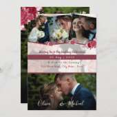 Moderne Rode Bourgogne save the date 4 foto collag Kaart (Voorkant / Achterkant)