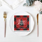 Moderne rode buffel geruite kerstpapier servet