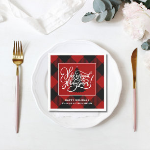 Moderne rode buffel geruite kerstpapier servet