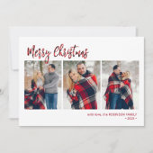 Moderne Rode Buffel Plaid 3 Multi Foto Kerstmis Feestdagenkaart (Voorkant)