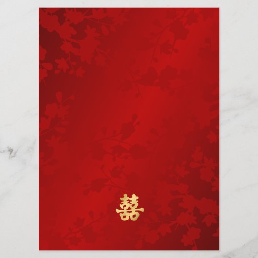 Moderne rode Chinese bruiloft Menu (Achterkant)