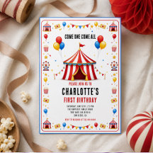 Moderne Rode Circus Ticket 1e Verjaardag | Elk Ges