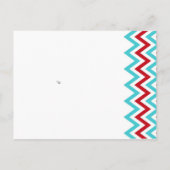 Moderne rode en Aqua Chevron-foto Bewaar de datum Aankondigingskaart (Achterkant)