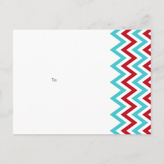 Moderne rode en Aqua Chevron & Lovebirds RSVP Uitnodiging Briefkaart (Achterkant)