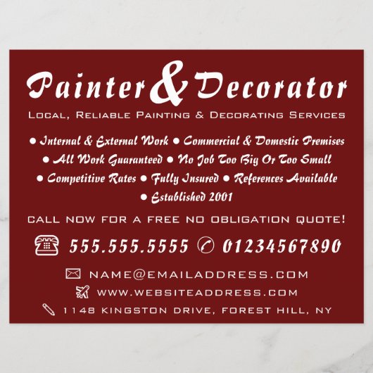 Moderne rode en bruine schilder en decorator flyer (Voorkant)