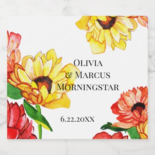 Moderne rode en gele Gerbera Daisies Bier Etiket (Enkel label)