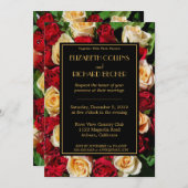 Moderne rode en gele rozen bruiloft kaart (Voorkant / Achterkant)