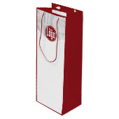 Moderne Rode en Witte Aangepaste Afbeelding & Aang Wijn Cadeautas (Voorkant Gekanteld)