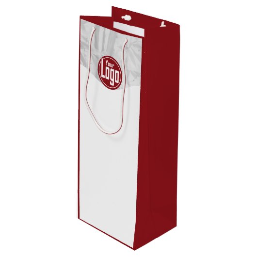 Moderne Rode en Witte Aangepaste Afbeelding & Aang Wijn Cadeautas (Voorkant Gekanteld)