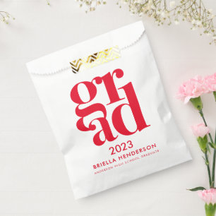 Moderne rode en witte afstudeerfeest cadeautas bedankzakje