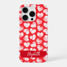 Moderne Rode en Witte Doodle Hart Valentijnsnaam
