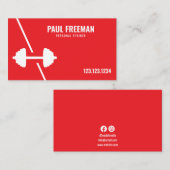 Moderne rode en witte Dumbbell Personal Trainer Visitekaartje (Voorkant / Achterkant)