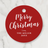 Moderne Rode en Witte Kerstmis Bedankjes Labels (Voorkant)