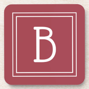 Moderne Rode en Witte Monogram Initiaal Bier Onderzetter