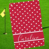 Moderne rode en witte Polka Dot Elegant Monogramme Golfhanddoek