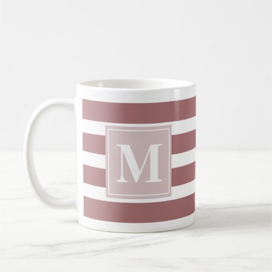 Moderne rode en witte streep met Monogram Koffiemok (Links)
